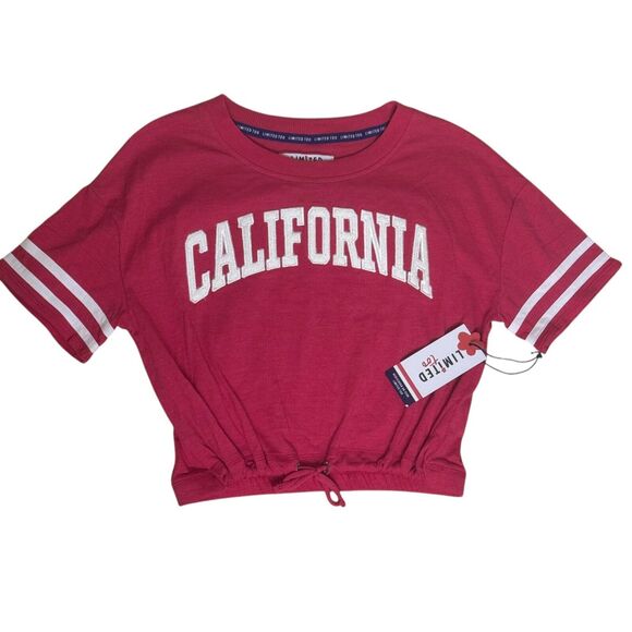 Limited Too Girls California Crop T-Shirt Top Blouse Red White M 10 NWT - Picture 4 of 11